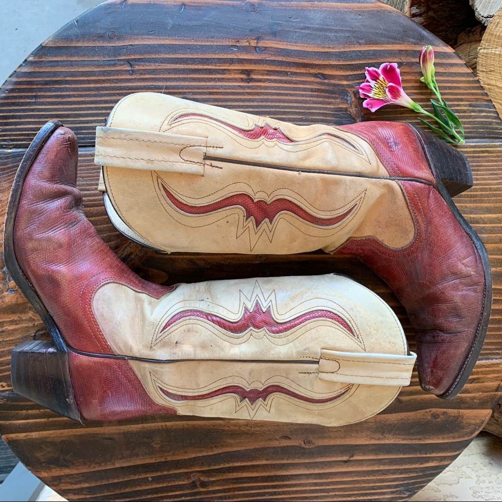 Frye Vintage Red / Off-White Western Cowboy Boots